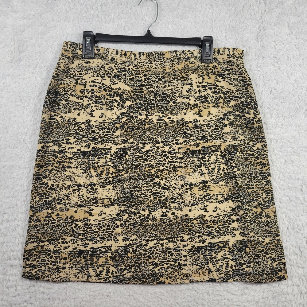 Hunt Club Pencil Skirt Women 16 L Animal Print Knee Length Side Slit Zip